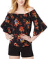 Juniors' Smocked Printed Off-The-Shoulder Top